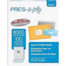 SHC4200 Lazer Mürekkep Püskürtmeli Yazıcılar Için Pres-A-Ply Etiketler, 5 x 1.75, Beyaz, 8000&APOS;LI Ku