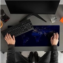 SHC4200 Hediyesepeti Gece Dünya Haritası Baskılı 70X30 Büyük Boy Mousepad - Mouse Pad - Altlığı