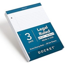 SHC4200 Tops Docket Yazı Pedleri, 8-1/2" x 11-3/4", Yasal Kural, Beyaz Kağıt, 3 Delikli Delikli,