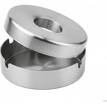 SHC4200 Paslanmaz Çelik Metal Küllük – 12 cm Yuvarlak, Kapaklı Dayanıklı Tasarım