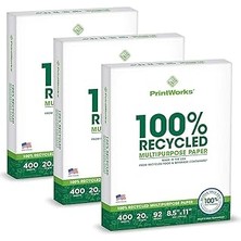 SHC4200 Printworks Yüzde 100 Geri Dönüşümlü Çok Amaçlı Kağıt, 9,1 Kg, 92 Parlak, 8,5 x 11 Inç, 3 Paket 400