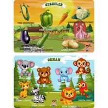 Feyza Design Ahşap Türkçe-Ingilizce Öğretici Puzzle Seti, Zeka Geliştirici