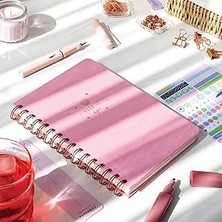 SHC4200 Paperora A5 Spiralli Sert Kapak Keten Kareli Tarihsiz Not Defteri Şeker Pembe