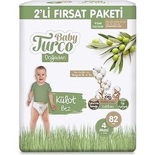 SHC4200 Baby Turco Doğadan 2'li Fırsat Paketi Külot Bez 4 Numara Maxi 82 Adet