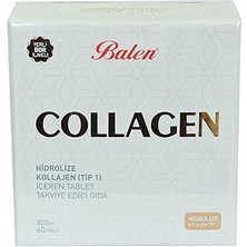 SHC4200 Balen 8690957003999 Collagen Hi̇droli̇ze Kollajen (Ti̇p 1) Içeren Tablet 800 Mg*60 1 Paket(1 x 1000 G)