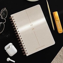 SHC4200 2026 A5 Spiralli Keten Haftalık Ajanda 12 Aylık - Krem