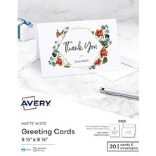 SHC4200 Avery Greeting Cards, Inkjet Yazıcılar, 20 Boş Kart Zarf, 5,5 x 8,5, Katlanmış (3265)