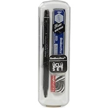 SHC4200 Scrikss Office Graphx 3'lü Set Mekanik Kurşun Kalem Silgi Min Mat Siyah 0.7 mm