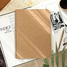 SHC4200 A4 Kraft Karton Kapak 70 Yaprak 110 Gram Düz Çizgisiz Not Defteri