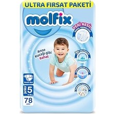 SHC4200 Molfix Bebek Bezi 3D Junior 5 Beden Aylık Paket 78 Adet, Beyaz