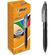 SHC4200 Bic 4 Colours Tükenmez Kalem 12'li Kutu, Kauçuk Tutacak, 1.0mm Uç, Tek Kalemde Mavi,