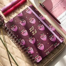 SHC4200 2026 A5 Spiralli Renkli Haftalık Ajanda 12 Aylık – Motivasyon Sayfalı Çilek