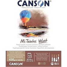 SHC4200 Canson Mi-Teintes Velvet, Pastel Kağıt, Kadifemsi Yüzey, 430 G/m², Kısa Tarafta Blok, 32 x 41 Cm, 3