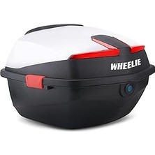 SHC4200 Wheelie XT01-W 32 Litre Motosiklet Arka Çanta Beyaz Parlak Su Geçirmez Abs Top Case Çift Kilitleme