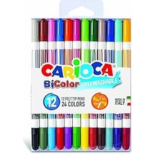 SHC4200 Carioca Bicolor Süper Yıkanabilir Çift Uçlu Keçeli Boya Kalemi 12'li 24 Renk
