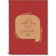 SHC4200 Lé Color 2015075/2 Kraft Sert Kapaklı, Spiralli, Sarı Kağıtlı, 200 Sayfa, Kırmızı