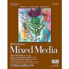 SHC4200 Strathmore 400 Mixed Media Block - P462-111-4, 15 Yaprak, 28 x 36 Cm, 300 G/m², Doğal Beyaz
