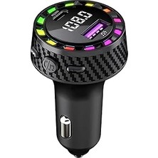 SHC4200 Rgb Işıklı 5.3 Bluetoothlu 30W USB Type C Hızlı Şarjlı Araç Kiti - Mp3 Çalar, Eller Serbest Modlu