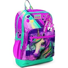 SHC4200 Coral High Dört Bölmeli Pembe Su Yeşili Unicorn Desenli Ilkokul Sırt Çantası - Kız Çocuk