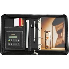 SHC4200 2k 5280 Ajanda Tari̇hsi̇z Kareli Suni Deri Fermuarlı 4 Halka Mekanizmalı Hesap Makineli Organizer, Si