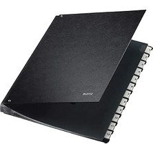 SHC4200 Leitz Ayırıcı Klasör, A4, 12 Gözlü, 12 Plastik Rakam Bandı, 6 Görüş Deliği, Siyah Sert Karton, Siya