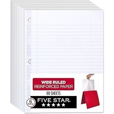 SHC4200 Five Gevşek Yaprak Kağıt, 6'lı Paket, 3 Delikli Delgeç Defter Kağıdı, Güçlendirilmiş Geni