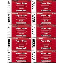 SHC4200 Acco Kağıt Klipleri, Jumbo, Pürüzsüz, Ekonomi, 10 Kutu, 100/KUTU (72580),GÜMÜŞ