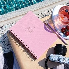 SHC4200 Paperora A5 Spiralli Sert Kapak Keten Düz Çizgisiz Tarihsiz Not Defteri Şeker Pembe