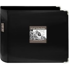 SHC4200 T12JF-BK 30 cm x 30,5 cm Dikişli Suni Deri 3 Halkalı Cilt, Siyah