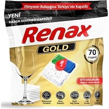 SHC4200 Renax Gold Bulaşık Makinesi Kapsülü, 70 Adet, Enzim Oksijen Bazlı Ağartıcı Içeren, Çok Amaçlı Te