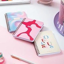 SHC4200 Paperora Cep Boy 10X14 cm Spiralli Çizgili Karton Kapak 3'lü Defter Seti No Excuses Soyut Grad