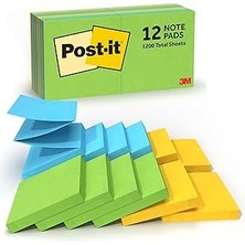 SHC4200 Post-It Pop-Up Notes, 3 x 3, Jaipur Collection, 12 Pads/pack Mavi, Turuncu, Sar 100 Yaprak Pouch Ke