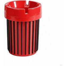 SHC4200 Kırmızı Siyah Çizgili Küllük | Plastik Küllük | Masaüstü &amp; Balkon Kullanımına