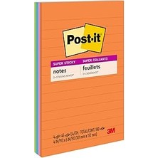 SHC4200 Post-It Süper Yapışkan Çizgili Notlar, 4 Yapışkan Not Defteri, 4 x 6 Inç, Okul Malzemeleri, Ofis Ür