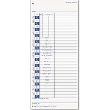 SHC4200 Tops Zaman Kartları, Haftalık, Tek Taraflı, 4" x 9", Beyaz Stok, Baskı, 100 Adet (12