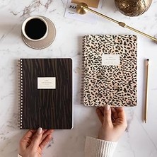 SHC4200 A5 Spiralli Karton Kapak 2’li Set Kareli Okul Defteri 80 Yaprak, Ders Programlı Leopar
