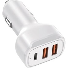 SHC4200 100W Hızlı Turbo Araç Şarj Başlığı – 2 USB + 1 Pd (Beyaz)
