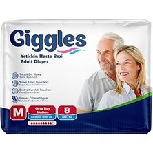 SHC4200 Giggles Yetişkin Bel Bağlamalı Hasta Bezi Medium 8'li 1 Paket 8 Adet