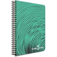 SHC4200 Faber-Castell Dalga Desenli Spiralli Defter, A4, 140 Yaprak, 70G Kağıt, Kareli, 500 Mikron Pp Kapak
