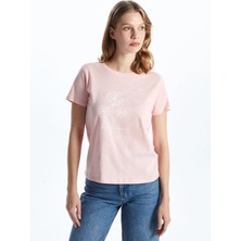 Lc Waikiki Yeni Sezon Bisiklet Yaka Baskılı Kadın Tişört