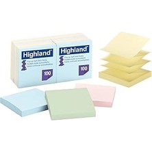 SHC4200 Highland Pop-Up Yapışkan Notlar, 7,7 x 7,8 Cm, Çeşitli Pastel Renkler, 12'li Paket (6549-PUA)