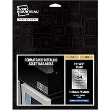 SHC4200 Avery Metalik Varlık Etiketi Etiketleri, 1-1/4 x 2-3/4 Inç, Lazer Yazdırılabilir Etiketler, 112 Su