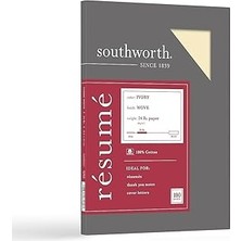SHC4200 SOUTHWORTH®%100 Pamuk Özgeçmiş Kağıdı, 8 1/2 "x 11", 24 LBS,%100 Geri Dönüştürülmüş, Fild