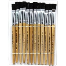 SHC4200 Flat Tip Easel Paint Brushes, Short Stubby Handle, 0.50 Inch, Handles, Black Bristles, 12/p