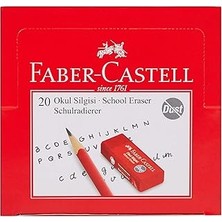 SHC4200 Faber-Castell Kırmızı Silgi, 20’li, Kurşun Kalem Izlerini Kolayca Silen, Yumuşak Dayanıklı Yapı,