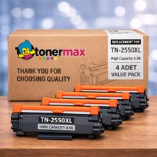 tonermax Brother TN-2550XL Muadil Toner 4'lü Paket / HL-L2461DN / MFC-L2806DW / MFC-L2861DW / MFC-L2886DW