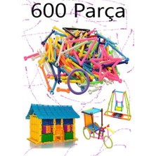 Feyza Design 600 Parça Eğitici Oyuncak Bloklar Yapboz Puzzle Geometrik Çubuklar