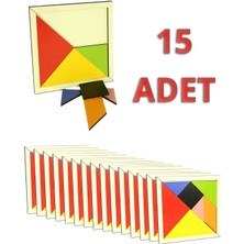 Feyza Design 15'li Renkli Tangram Seti - Eğitici Ahşap Zeka Oyunu