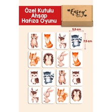 Feyza Design Ahşap Zeka Kartları Woodland Eşleştirme Oyunu Hafıza Oyunu