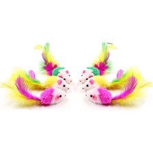 Feyza Design Tüylü Çakıl Sesli Fare Kedi Oyuncağı - 6 Adet, 7cm